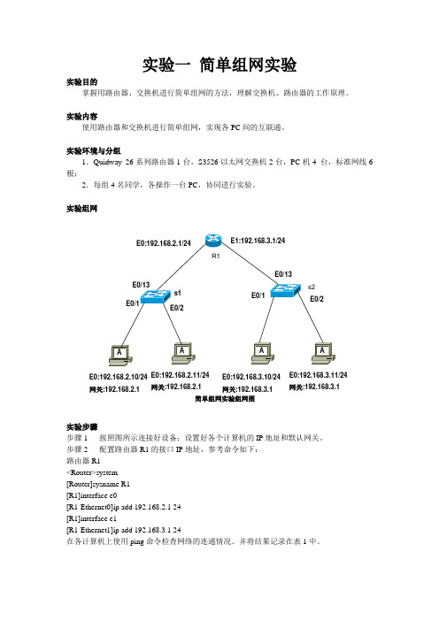 实验二 简单组网实验