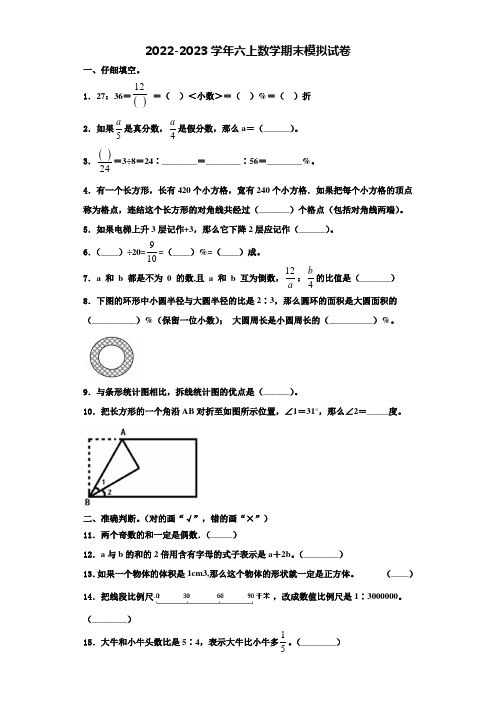 2023届广东省东莞市虎门镇数学六年级第一学期期末统考模拟试题含解析