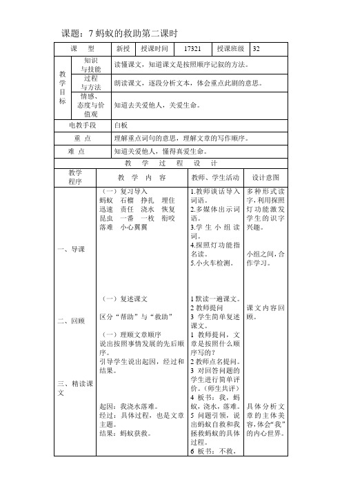 《蚂蚁的救助》5优秀教学教案说课稿