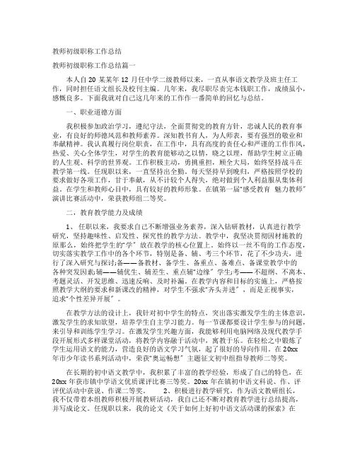 教师初级职称工作总结