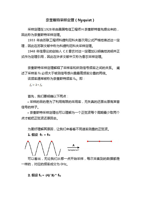 奈奎斯特采样定理（Nyquist）