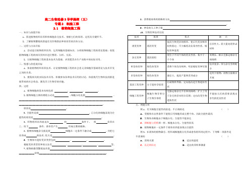 高中生物《植物细胞工程》学案2 新人教版选修3