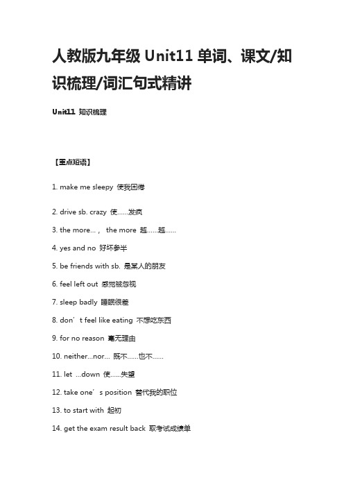 人教版九年级Unit11单词、课文 知识梳理 词汇句式精讲