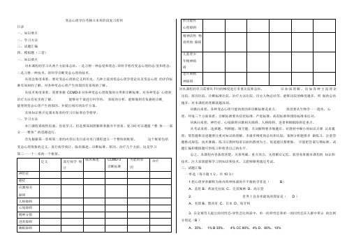 变态心理学段复习资料打印版