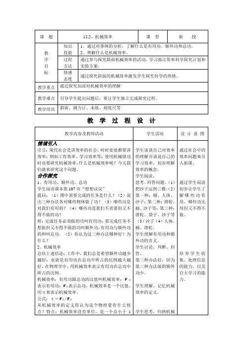 人教版-物理-八年级下册- 机械效率 教案