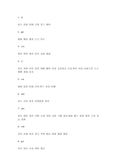 小学语文一到六年级常见120组同音字组词(附练习)