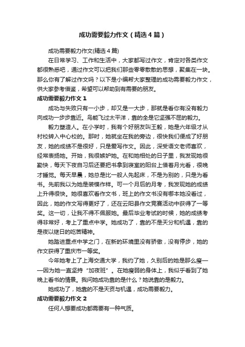 成功需要毅力作文（精选4篇）