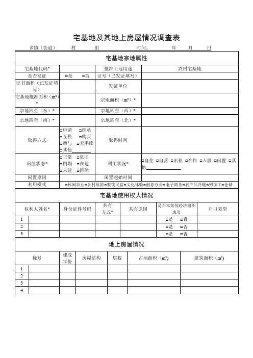 农村宅基地-宅基地及其地上房屋情况调查表