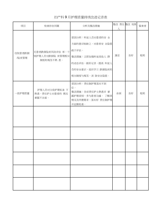 持续改进记录表9