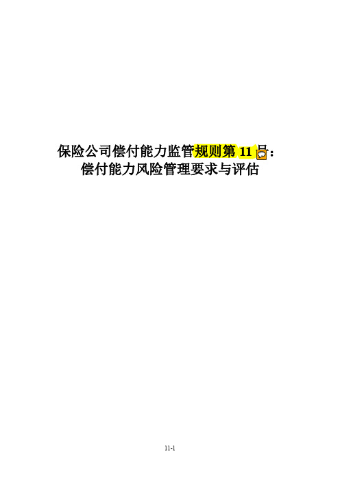 保险公司偿付能力监管规则第11号：偿付能力风险管理要求与评估