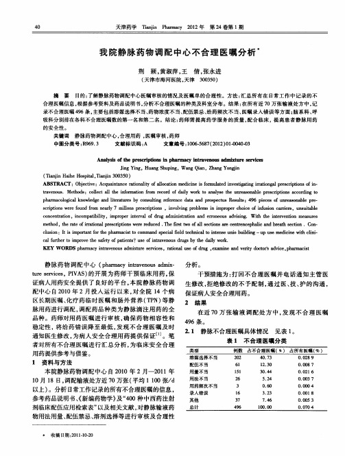 我院静脉药物调配中心不合理医嘱分析