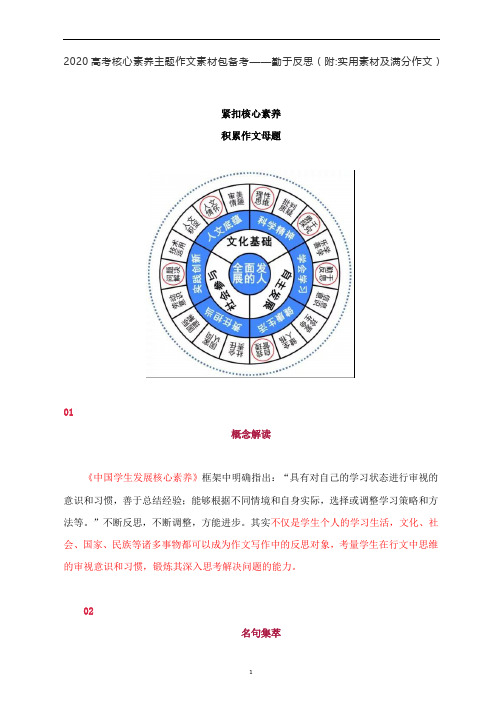 高考核心素养主题作文素材包备考——勤于反思(附：实用素材及满分作文)