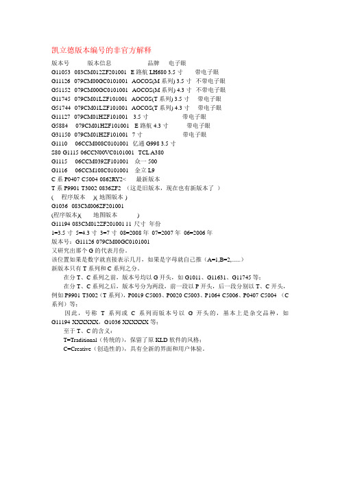 凯立德版本编号的非官方解释