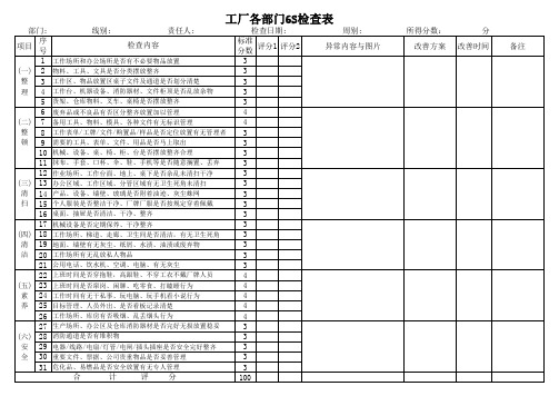 工厂各部门6S检查表(模版)