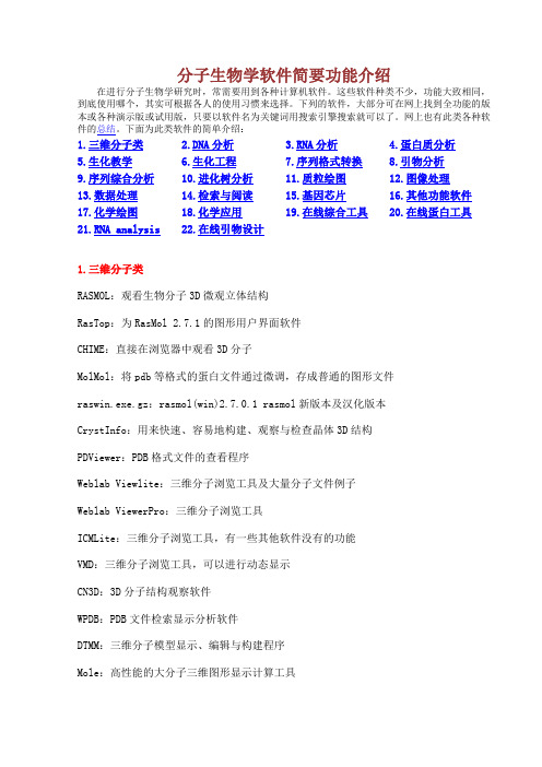 分子生物学软件简要功能介绍