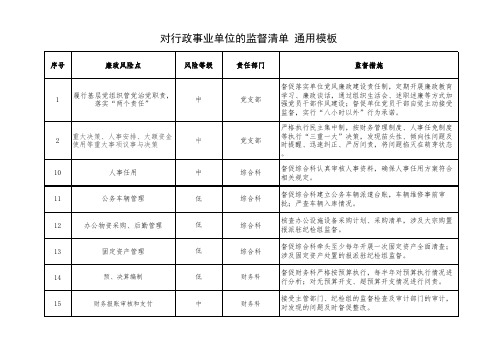 监督清单 通用模板