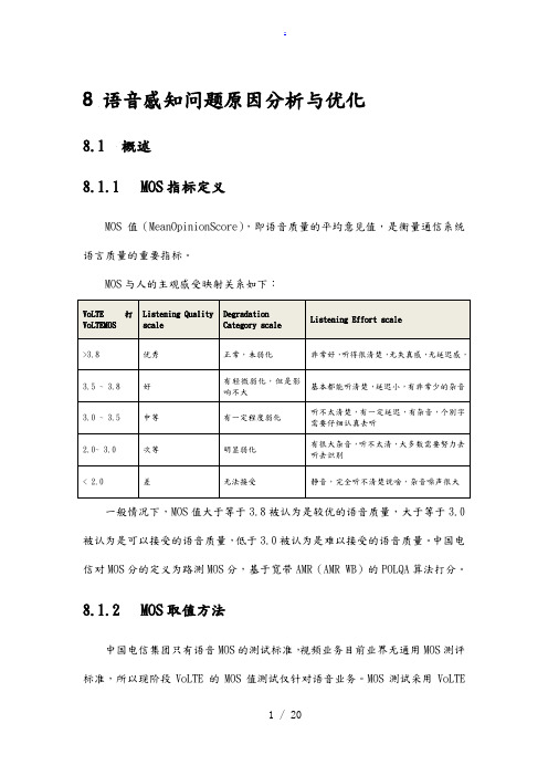 VoLTE语音感知问题原因分析与优化