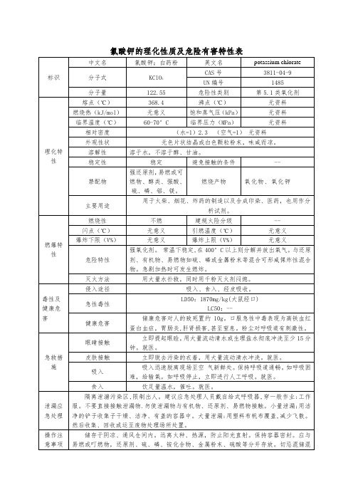 氯酸钾的理化性质及危险有害特性表(精品)