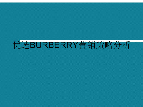 优选BURBERRY营销策略分析