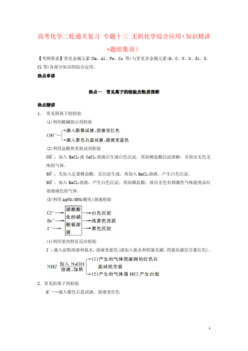 高考化学二轮通关复习 专题十三 无机化学综合应用(知识精讲+题组集训)