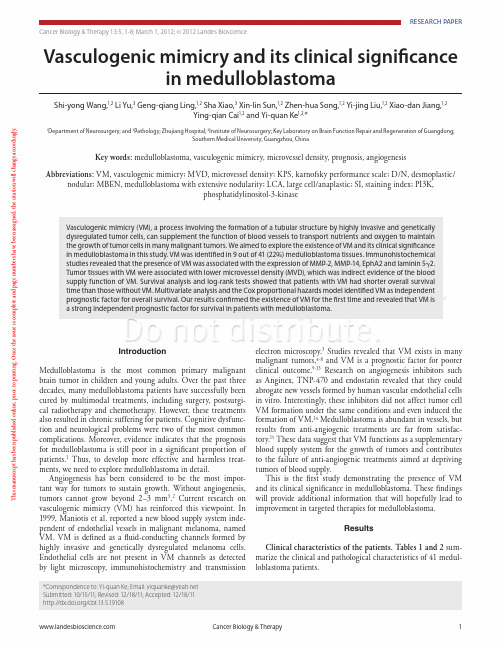 Vasculogenic mimicry and its clinical significance in medulloblastoma