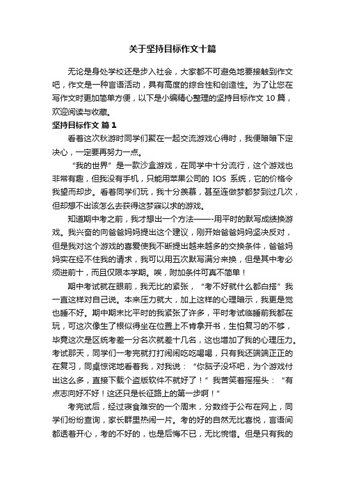 关于坚持目标作文十篇