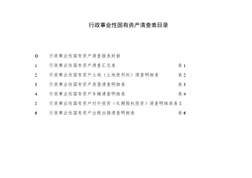 行政事业性国有资产清查表目录行政事业性国有资产清查报表