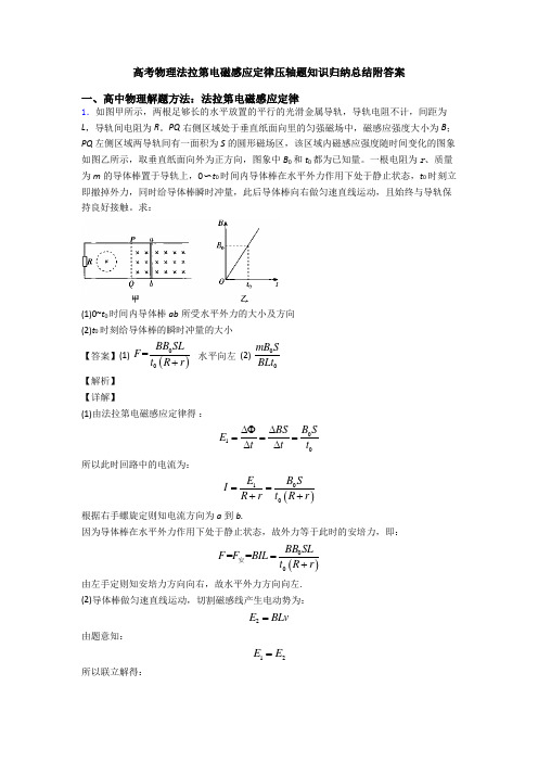 高考物理法拉第电磁感应定律压轴题知识归纳总结附答案