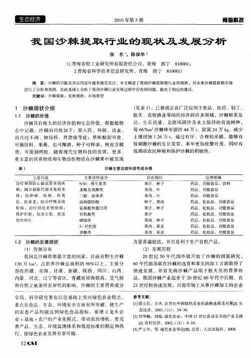 我国沙棘提取行业的现状及发展分析