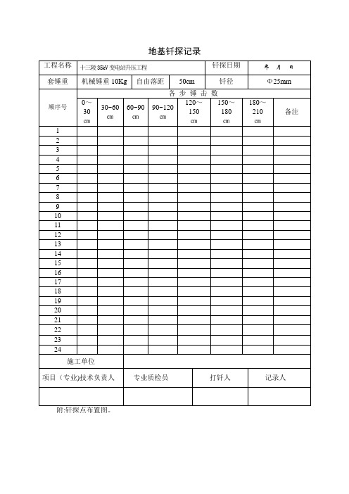 地基钎探记录表