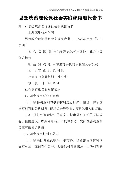 思想政治理论课社会实践课结题报告书doc