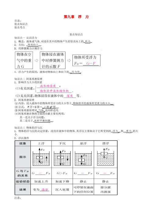 中考物理总复习第九章浮力
