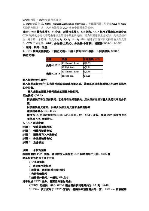 GPON网络中ODN链路预算