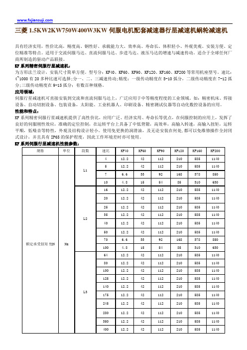 三菱1.5KW2KW750W400W3KW伺服电机配套减速器行星减速机蜗轮减速机