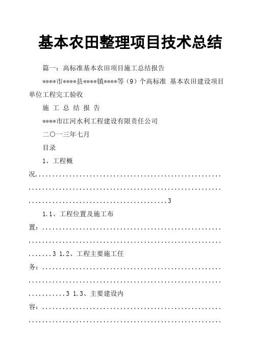 基本农田整理项目技术总结