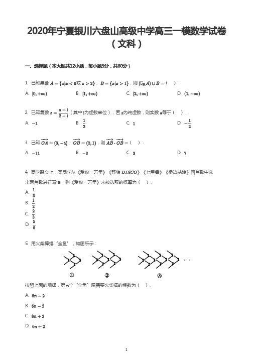 2020年宁夏银川六盘山高级中学高三一模数学试卷(文科)