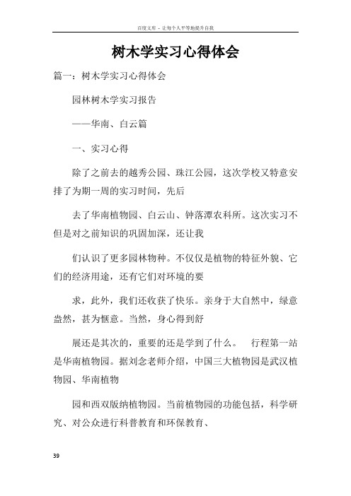 树木学实习心得体会