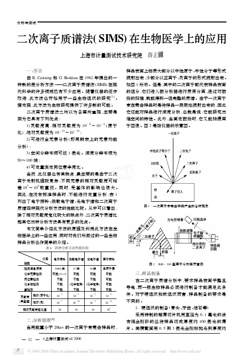 二次离子质谱法_SIMS_在生物医学上的应用