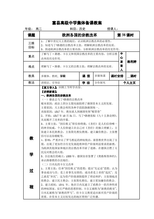 欧洲各国的宗教改革