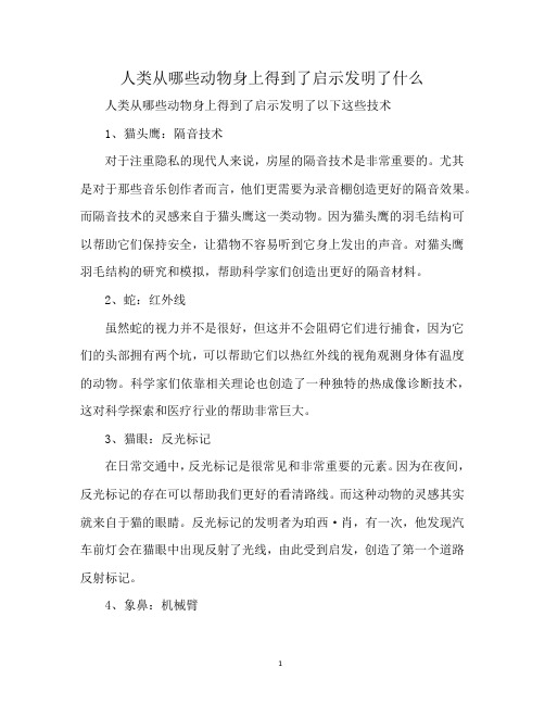 人类从哪些动物身上得到了启示发明了什么