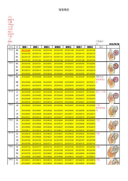 怀孕周期图表