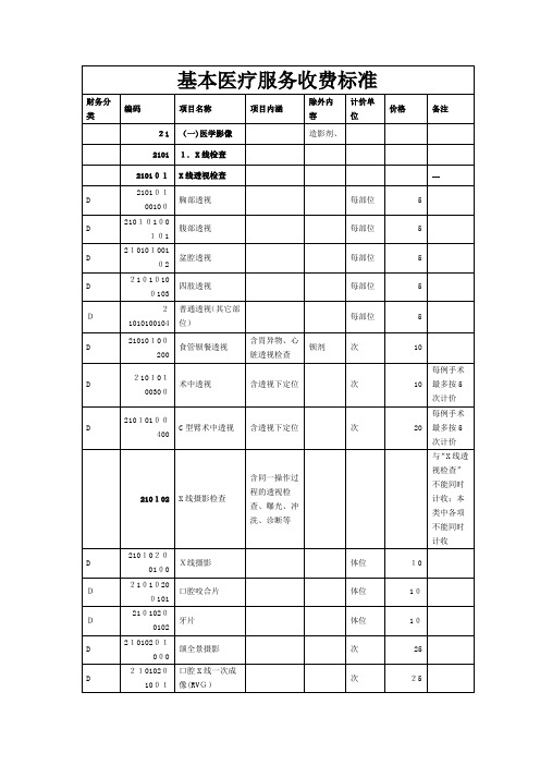 基本医疗服务收费标准