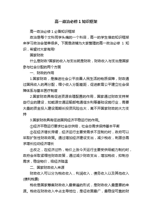 高一政治必修1知识框架