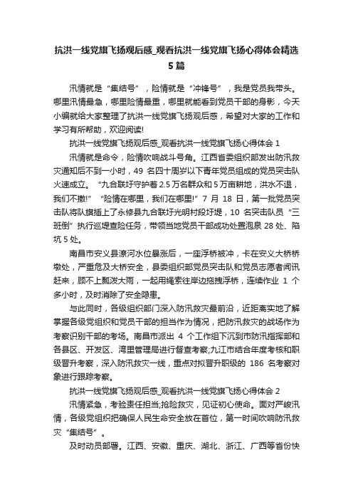 抗洪一线党旗飞扬观后感_观看抗洪一线党旗飞扬心得体会精选5篇