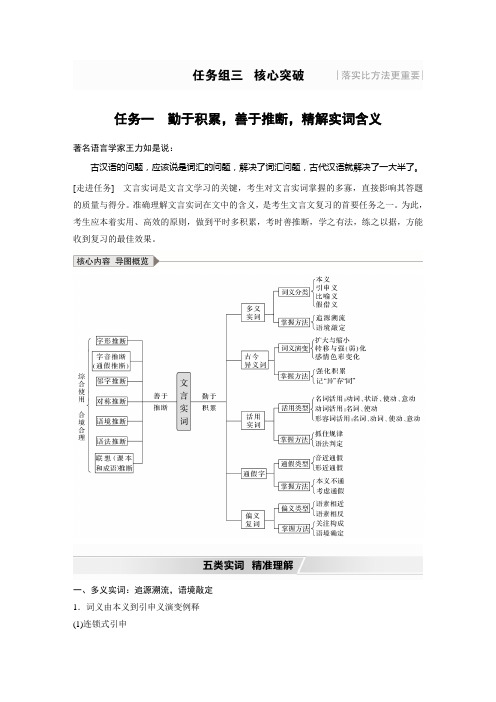 新高考语文第3部分 传统文化阅读 文言文(考点部分) 任务组三 任务一 勤于积累,善于推断,精解实词