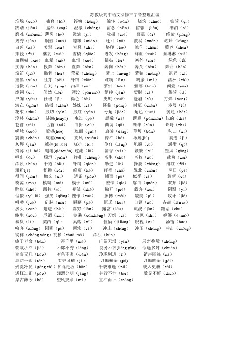 苏教版高中语文必修三字音整理汇编