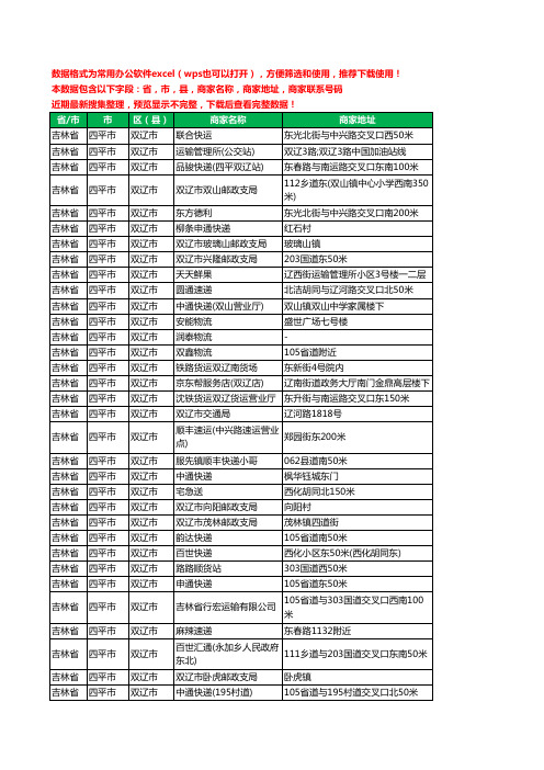 2020新版吉林省四平市双辽市运输工商企业公司商家名录名单黄页联系电话号码地址大全106家