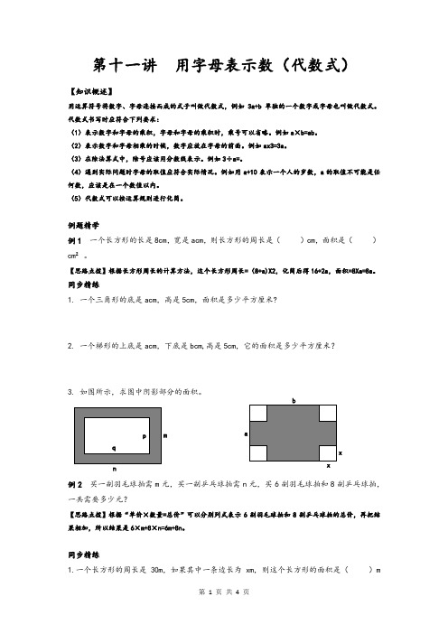 学生版    第十一讲用字母表示数(代数式)