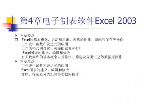 《Windows XP+Office 2003实用教程》第4章：电子制表软件Excel 2003