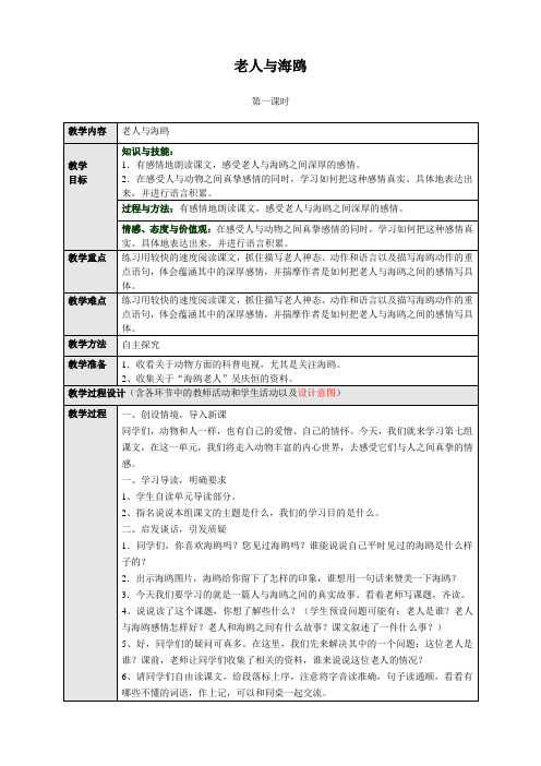 人教版小学语文六年级上册(课件+教案+单元试题)21老人与海鸥